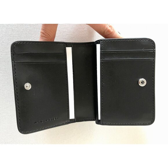 New Marc Jacobs Compact Bifold Wallet Leather Grey / Black Multi - Picture 5 of 6